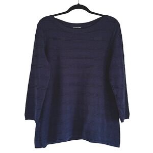 41 Hawthorn Dark Blue Textured‎ Knit Top 3/4 Sleeve Boat Neck Pullover Size XL